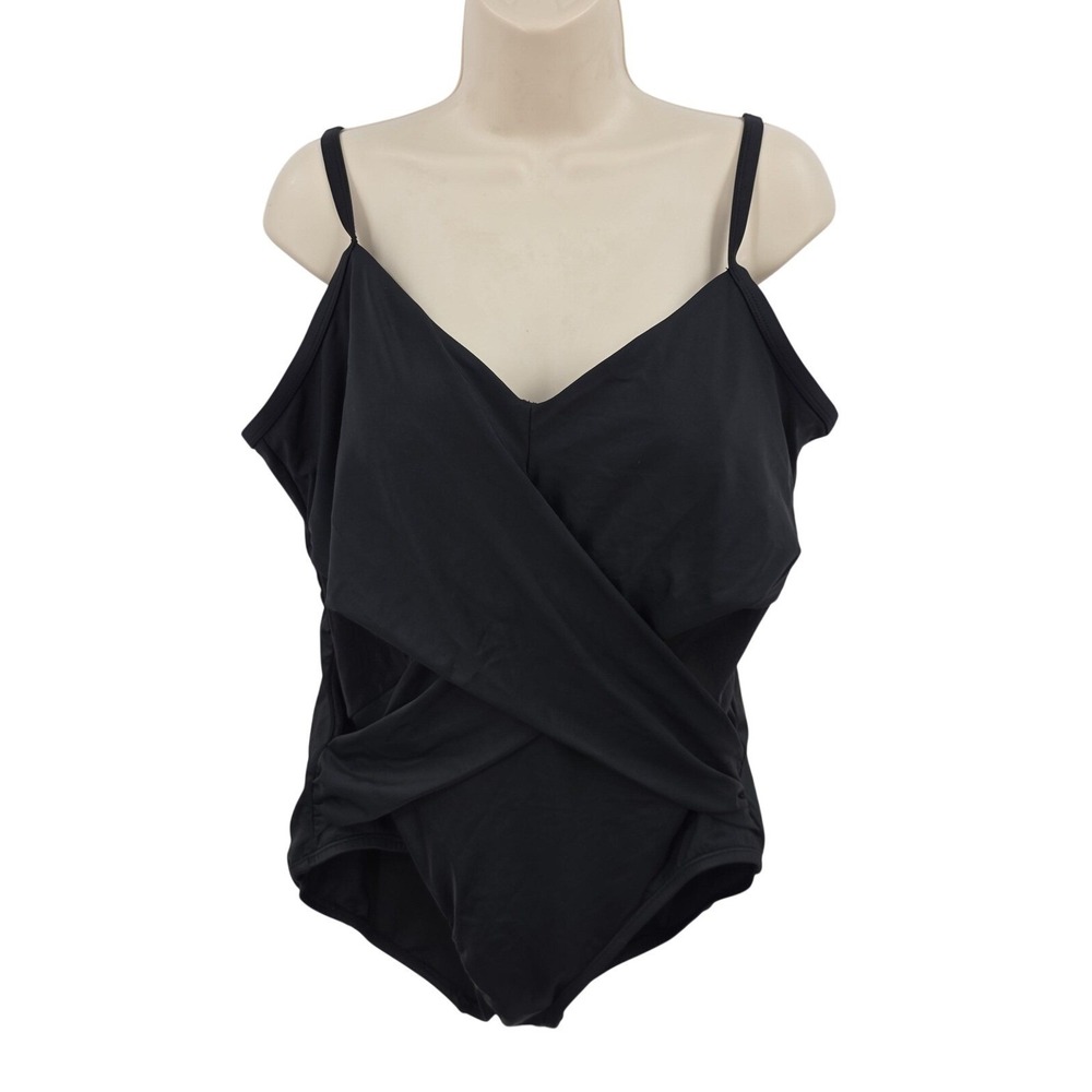 Embrace Your Curves Miracle Swimsuit 2X Black One Piece Wrap Front Shaping Plus - Picture 11 of 11